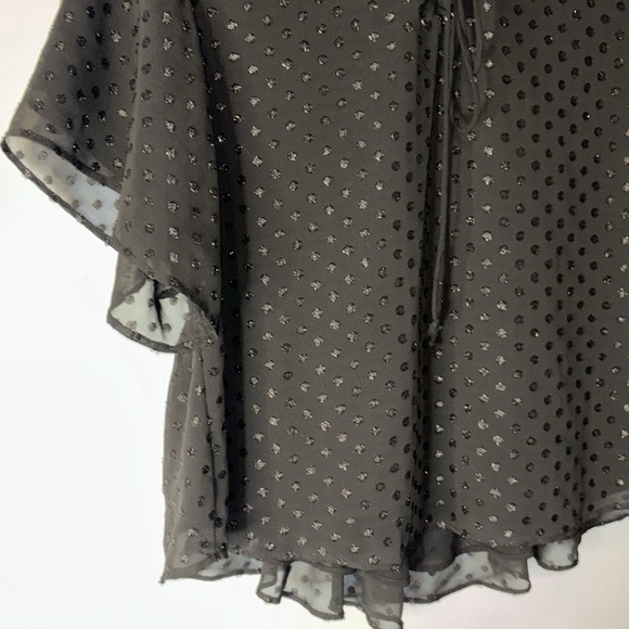The Kooples Swiss Dot Lace Up Ruffled Layered Blouse Black Size 6 - Picture 3 of 9